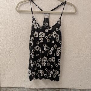 Essentials By Full Tilt Floral Black and White Women's Tank Top